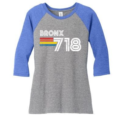 Vintage Bronx Funny Gift Proud 718 New York City State Gift Women's Tri-Blend 3/4-Sleeve Raglan Shirt