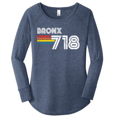 Vintage Bronx Funny Gift Proud 718 New York City State Gift Women's Perfect Tri Tunic Long Sleeve Shirt