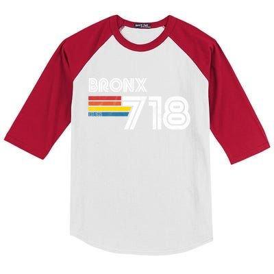 Vintage Bronx Funny Gift Proud 718 New York City State Gift Kids Colorblock Raglan Jersey