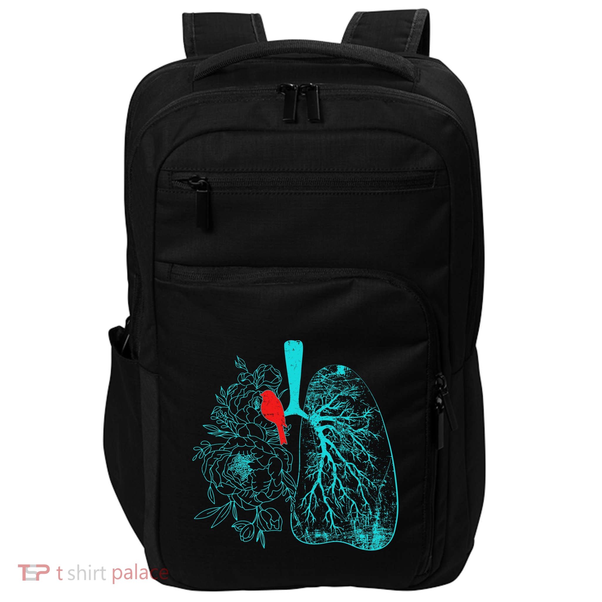 Vintage Boho Flower Floral Nature Lungs Impact Tech Backpack