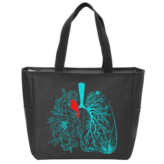 Vintage Boho Flower Floral Nature Lungs Zip Tote Bag