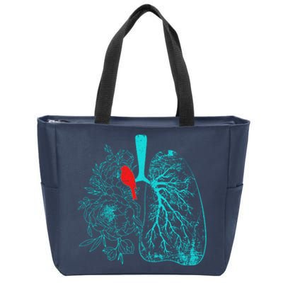 Vintage Boho Flower Floral Nature Lungs Zip Tote Bag