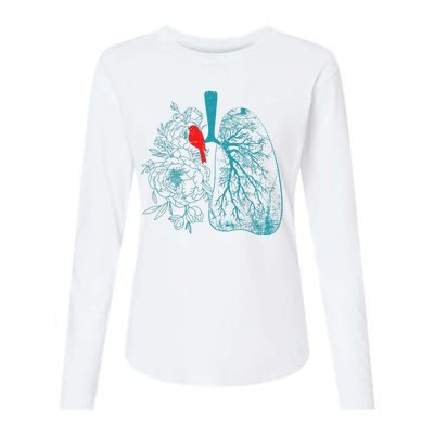 Vintage Boho Flower Floral Nature Lungs Womens Cotton Relaxed Long Sleeve T-Shirt