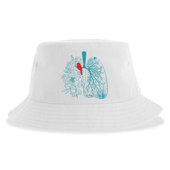 Vintage Boho Flower Floral Nature Lungs Sustainable Bucket Hat