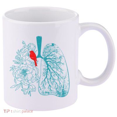 Vintage Boho Flower Floral Nature Lungs 11oz C Handle Ceramic Mug