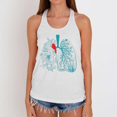 Vintage Boho Flower Floral Nature Lungs Women's Knotted Racerback Tank