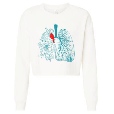 Vintage Boho Flower Floral Nature Lungs Cropped Pullover Crew