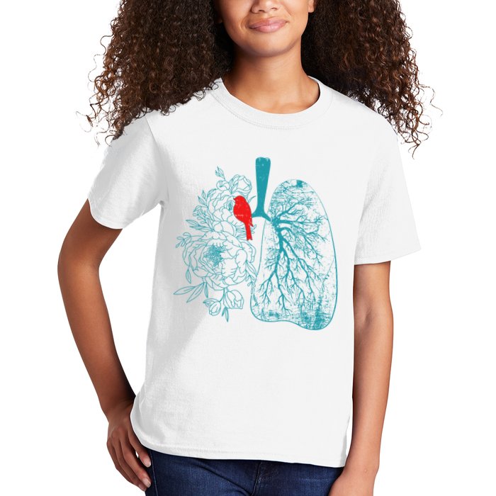 Vintage Boho Flower Floral Nature Lungs Kids T-Shirt