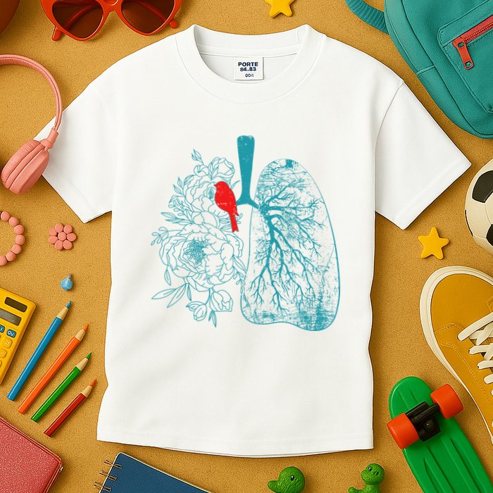 Vintage Boho Flower Floral Nature Lungs Kids T-Shirt
