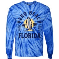 Vero Beach Florida Surf Summer Vacation Vintage Cool Gift Tie-Dye Long Sleeve Shirt