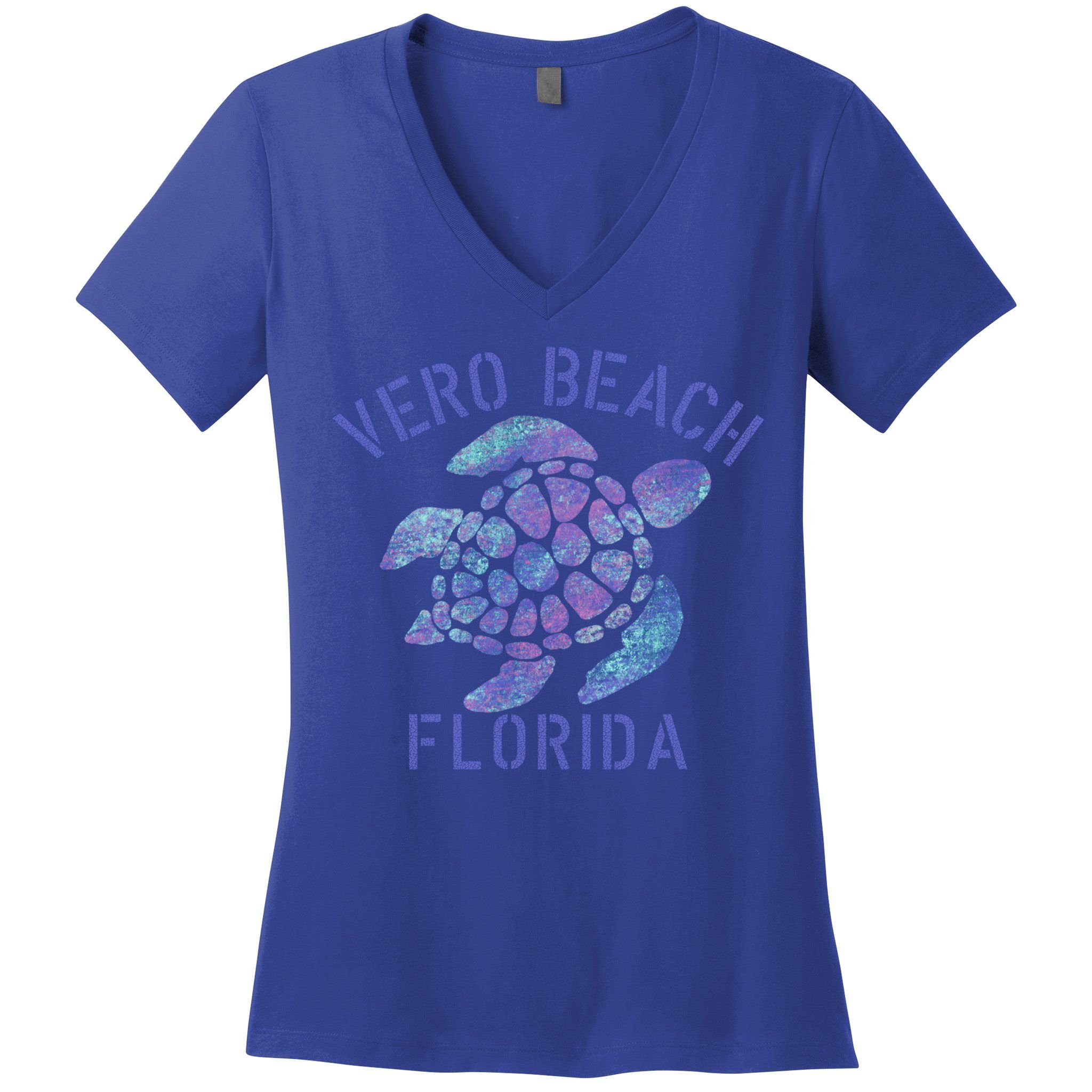 Vero Beach Fl Beach Design / Tribal Turtle Gift Women's V-Neck T-Shirt