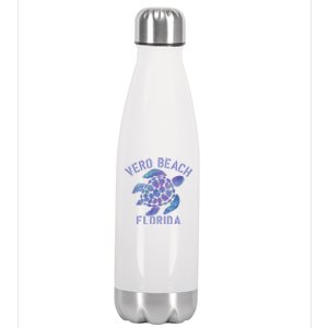 Vero Beach Fl Beach Design / Tribal Turtle Gift Stainless Steel Insulated Water Bottle