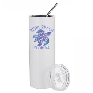 Vero Beach Fl Beach Design / Tribal Turtle Gift Stainless Steel Tumbler