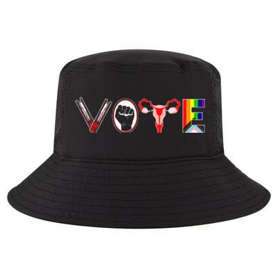 Vote Books Fist Ovaries Lgtbq Feminist Women Cool Comfort Performance Bucket Hat