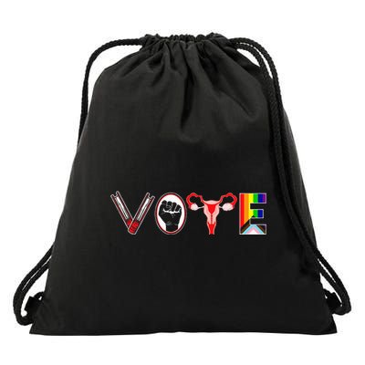 Vote Books Fist Ovaries Lgtbq Feminist Women Drawstring Bag