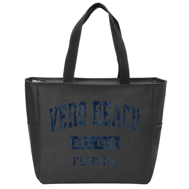 Vero Beach Florida Fl Vintage Established Zip Tote Bag