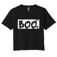 Vintage Boo Funny Lazy Halloween Costumes Women's Crop Top Tee