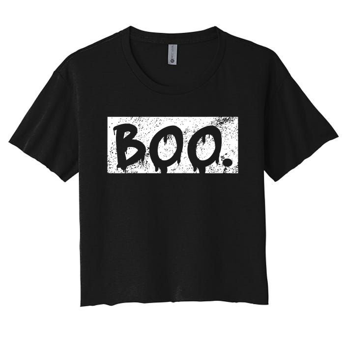 Vintage Boo Funny Lazy Halloween Costumes Women's Crop Top Tee