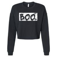 Vintage Boo Funny Lazy Halloween Costumes Cropped Pullover Crew