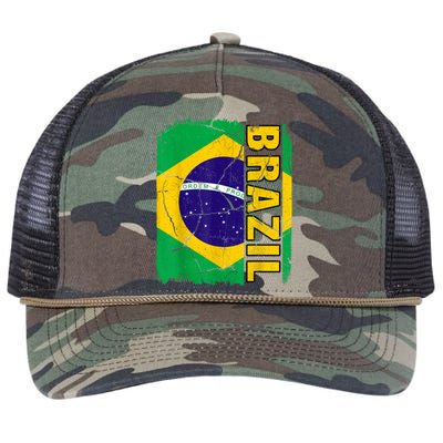 Vintage Brazilian Flag Brazil Pride Roots Heritage Retro Rope Trucker Hat Cap