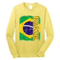 Vintage Brazilian Flag Brazil Pride Roots Heritage Long Sleeve Shirt