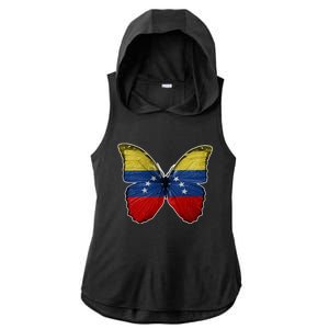 Venezuela Butterfly Flag Pride Venezuelan Flag Roots Funny Gift Ladies PosiCharge Tri-Blend Wicking Draft Hoodie Tank