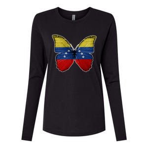 Venezuela Butterfly Flag Pride Venezuelan Flag Roots Funny Gift Womens Cotton Relaxed Long Sleeve T-Shirt