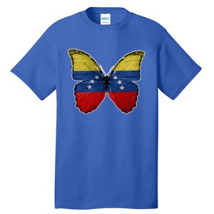 Venezuela Butterfly Flag Pride Venezuelan Flag Roots Funny Gift Tall T-Shirt