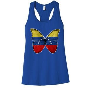 Venezuela Butterfly Flag Pride Venezuelan Flag Roots Funny Gift Women's Racerback Tank