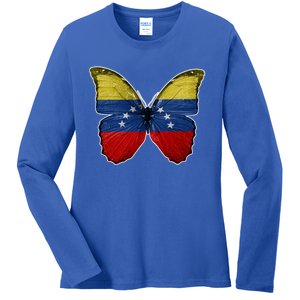 Venezuela Butterfly Flag Pride Venezuelan Flag Roots Funny Gift Ladies Long Sleeve Shirt