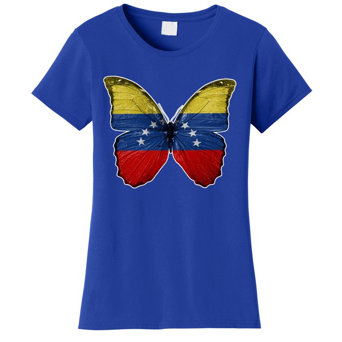 Venezuela Butterfly Flag Pride Venezuelan Flag Roots Funny Gift Women's T-Shirt