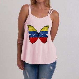 Venezuela Butterfly Flag Pride Venezuelan Flag Roots Funny Gift Women's Strappy Tank