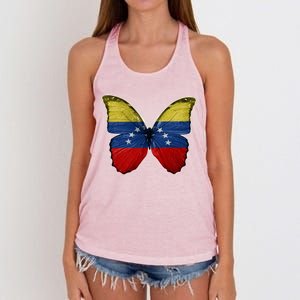 Venezuela Butterfly Flag Pride Venezuelan Flag Roots Funny Gift Women's Knotted Racerback Tank