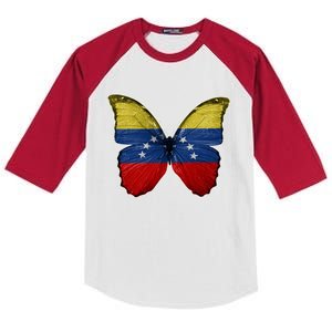 Venezuela Butterfly Flag Pride Venezuelan Flag Roots Funny Gift Kids Colorblock Raglan Jersey