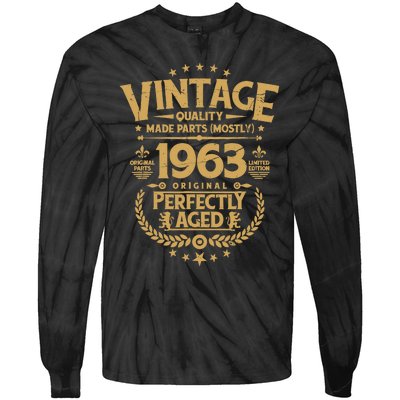 Vintage Birthday Funny For Him 1963 Perfectly Aged Tie-Dye Long Sleeve Shirt