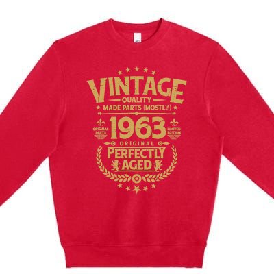 Vintage Birthday Funny For Him 1963 Perfectly Aged Premium Crewneck Sweatshirt