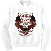 Vintage Born Free Eagle American Flag 1776 4th Of July Usa Kids Sweatshirt