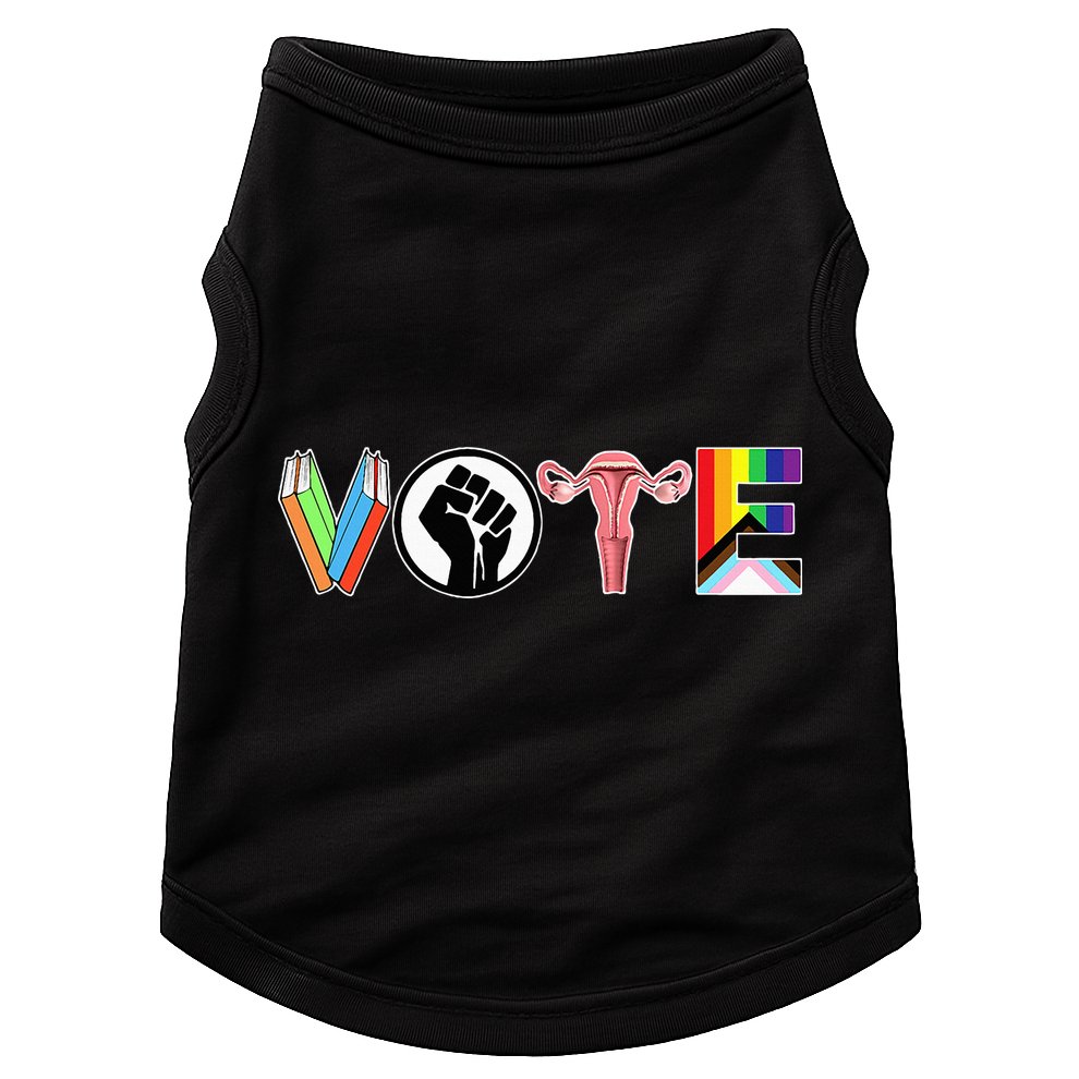Vote Books Fist Ovaries Lgtbq Doggie Tank