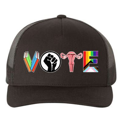 Vote Books Fist Ovaries Lgtbq Yupoong Adult 5-Panel Trucker Hat