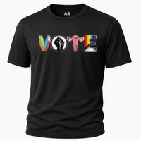 Vote Books Fist Ovaries Lgtbq Cooling Performance Crew T-Shirt