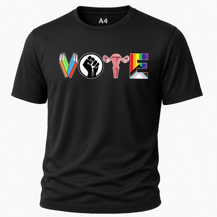 Vote Books Fist Ovaries Lgtbq Cooling Performance Crew T-Shirt