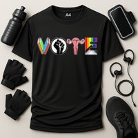 Vote Books Fist Ovaries Lgtbq Cooling Performance Crew T-Shirt