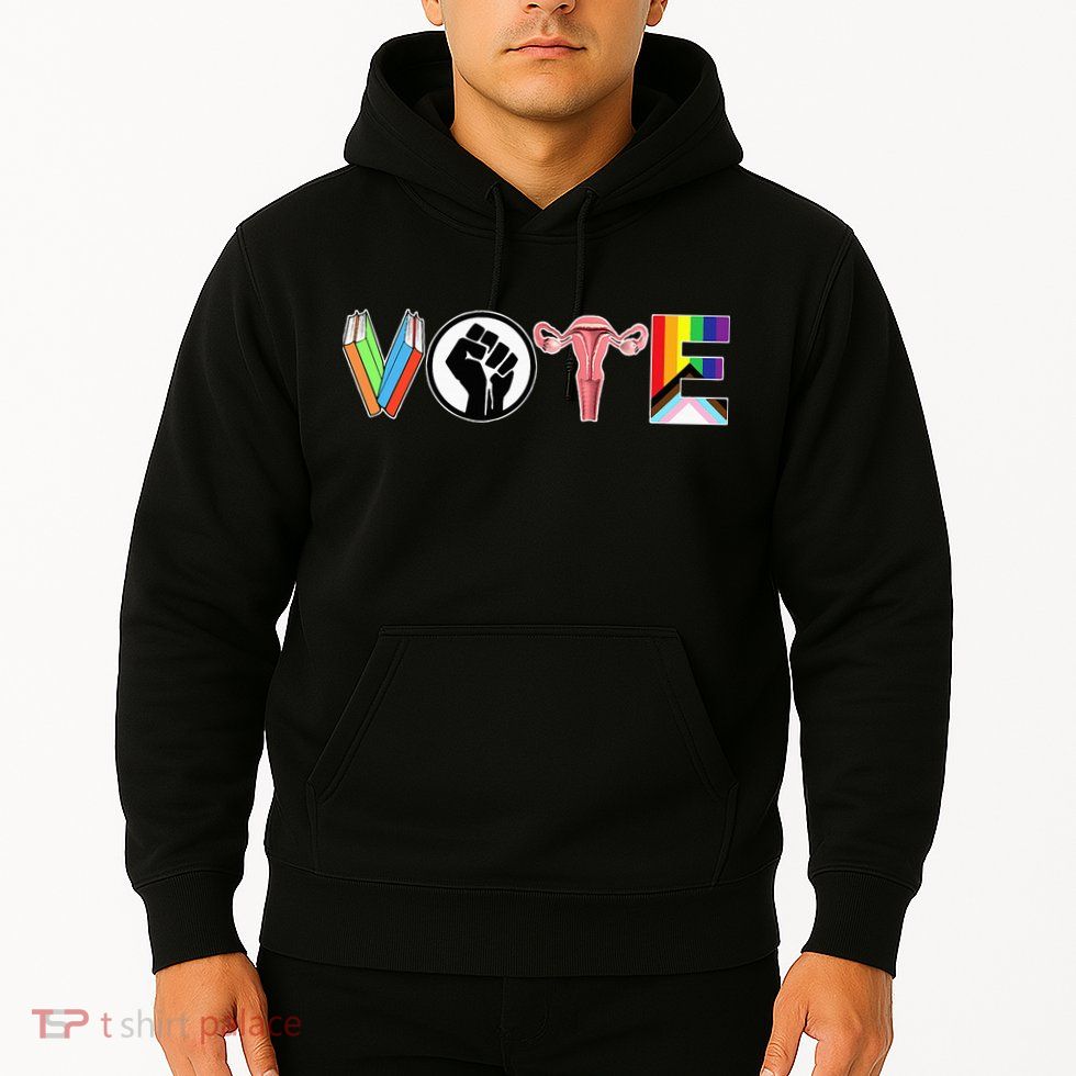 Vote Books Fist Ovaries Lgtbq Hoodie