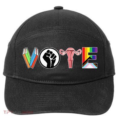 Vote Books Fist Ovaries Lgtbq 7-Panel Snapback Hat
