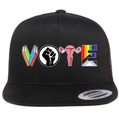 Vote Books Fist Ovaries Lgtbq Flatbill Hat