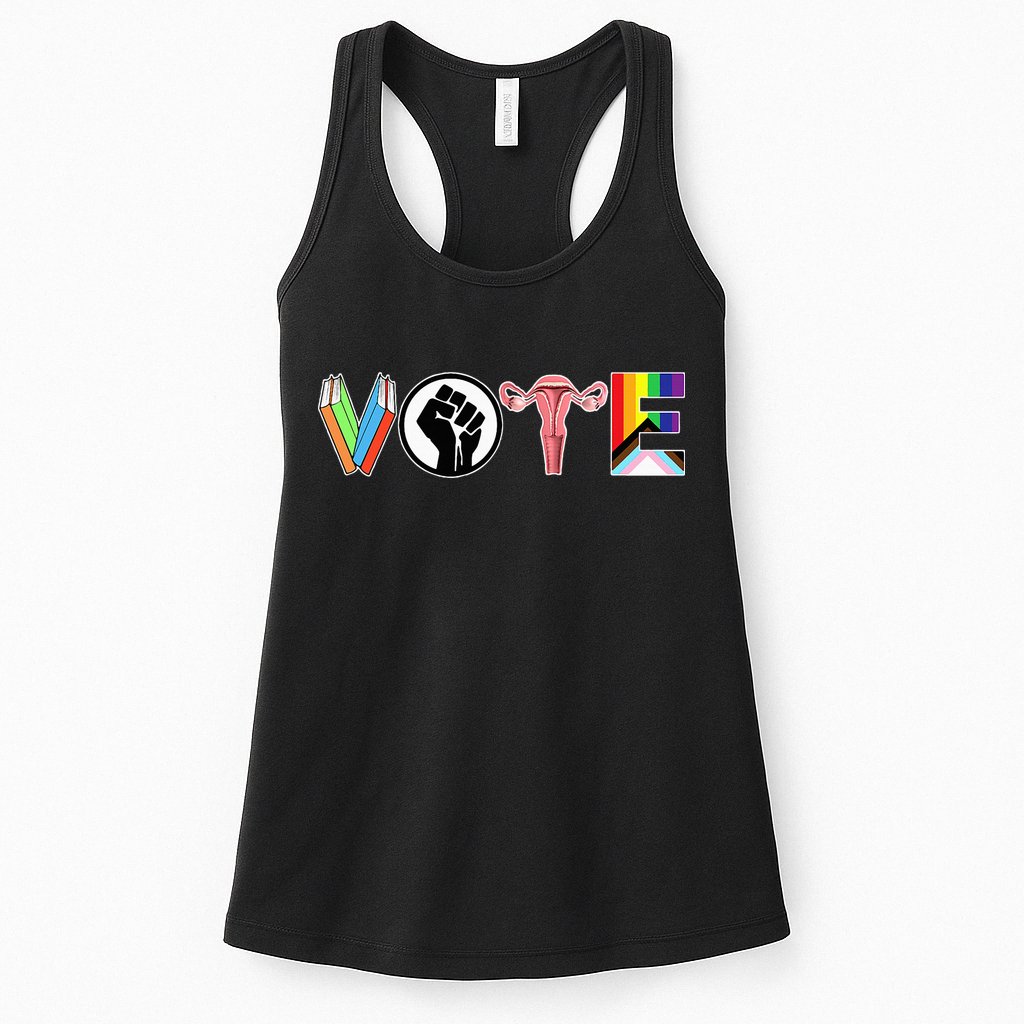 Vote Books Fist Ovaries Lgtbq Womens Tank Top