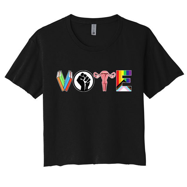 Vote Books Fist Ovaries Lgtbq Crop Top