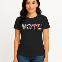 Vote Books Fist Ovaries Lgtbq Womens T-Shirt