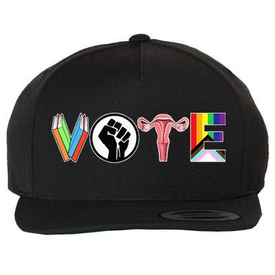 Vote Books Fist Ovaries Lgtbq Wool Snapback Cap