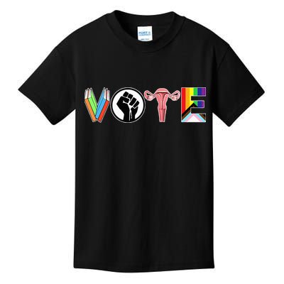 Vote Books Fist Ovaries Lgtbq Kids T-Shirt